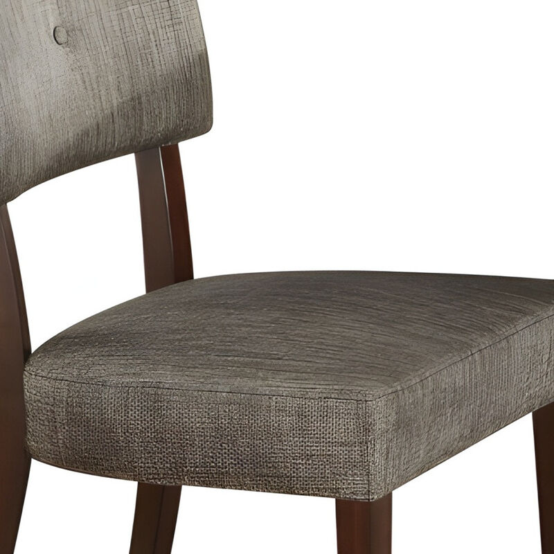 Set of Two Tufted Upholstered Fabric Dining Side Chairs with Open Back