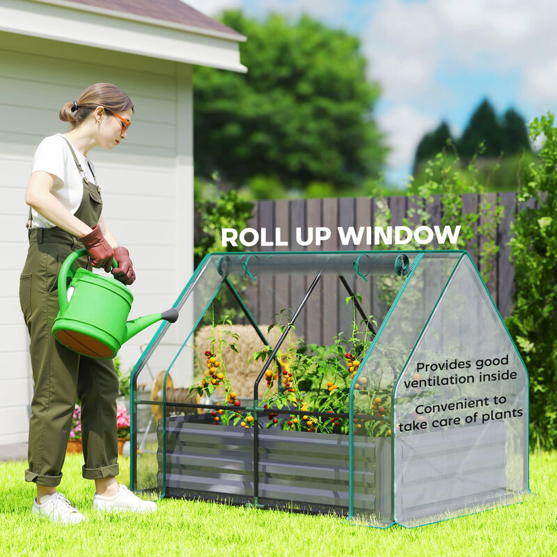 Hivvago Raised Garden Bed with Mini Greenhouse 4x3x1 ft image number 7