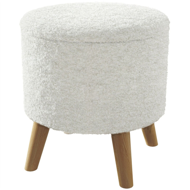 Round Storage Ottoman Stool, Comfortable Footrest and Multi-Functional Seat for Home