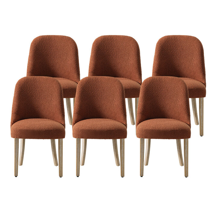 WestinTrends Mid-Century Modern Upholstered Boucle Dining Chair (Set of 6)