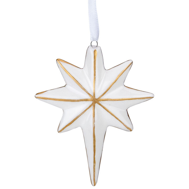 4" White and Gold Star Hanging Christmas Ornament