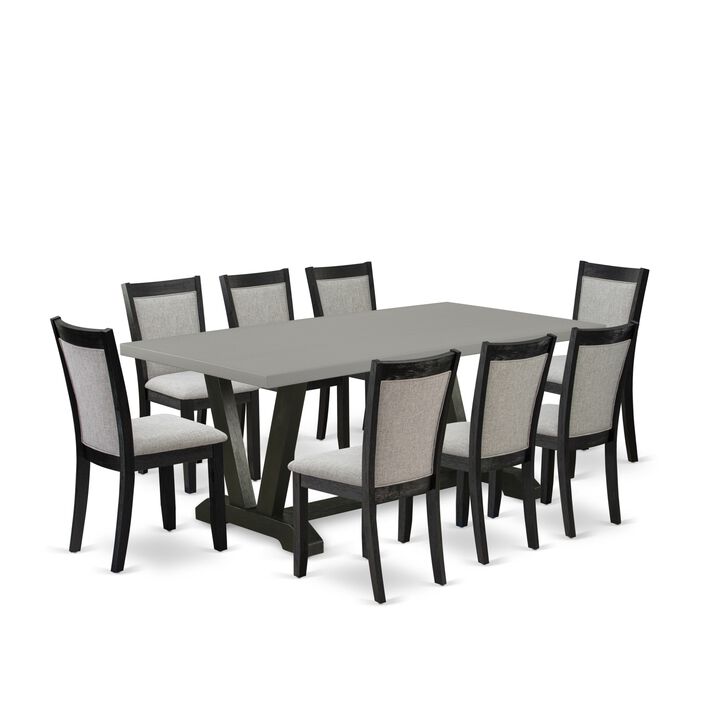 East West Furniture V697MZ606-9 9Pc Dining Set - Rectangular Table and 8 Parson Chairs - Multi-Color Color