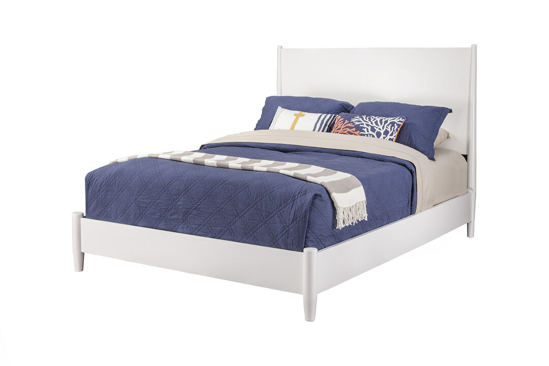 Flynn Mid Century Modern California King Panel Bed, White