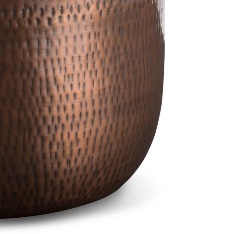 Griffen Industrial 19 inch Wide Metal Storage Accent Side Table in Antique Copper, Fully Assembled