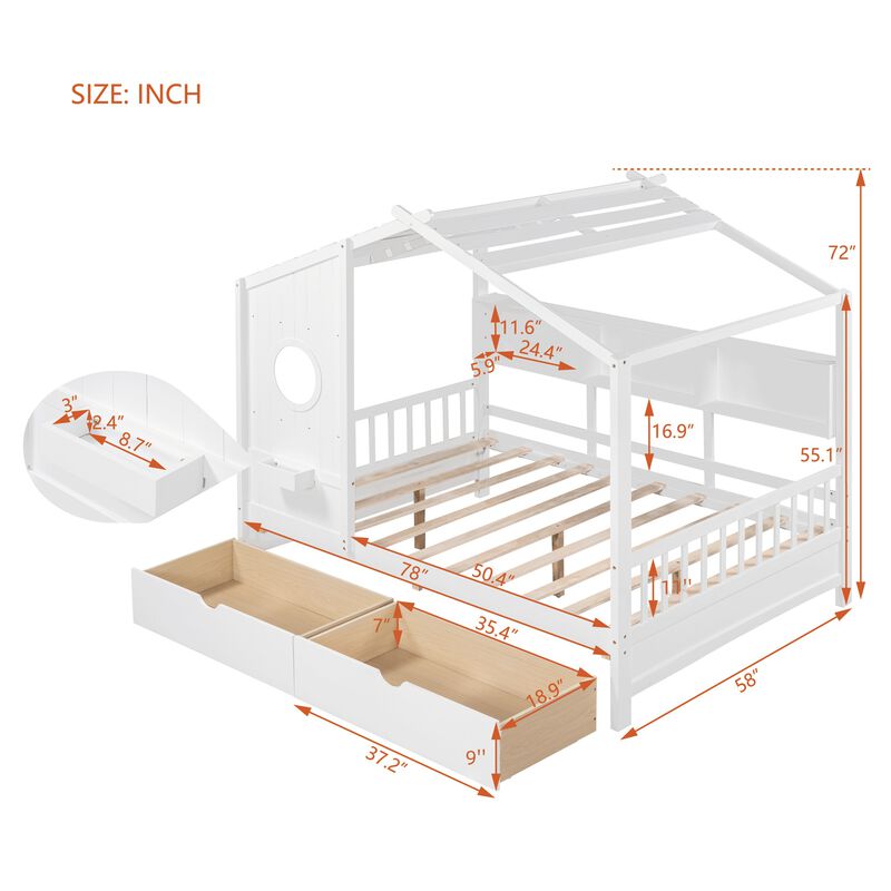 Pedwan Kids Full Size House Bed image number 7
