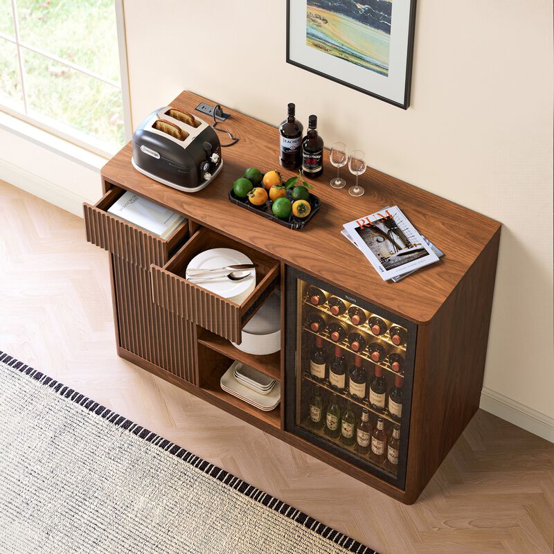 Vattof Modern Fluted Bar Cabinet image number 2