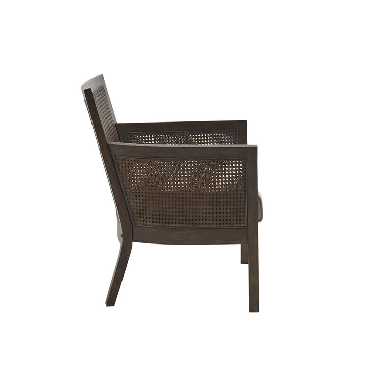 Gracie Mills Damian Loose Seat Cane Armchair with Solid Woods Legs