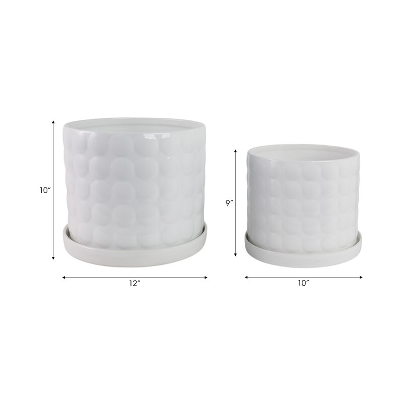 White Ceramic Bubble Planter Set