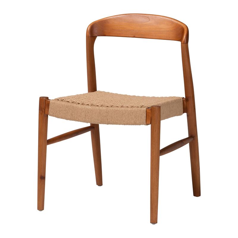 bali & pari Lorena Paper Loom Woven Dining Chair - Mahogany Wood Frame Accent Chair with Curved Back for Kitchen or Dining Room Seating image number 0