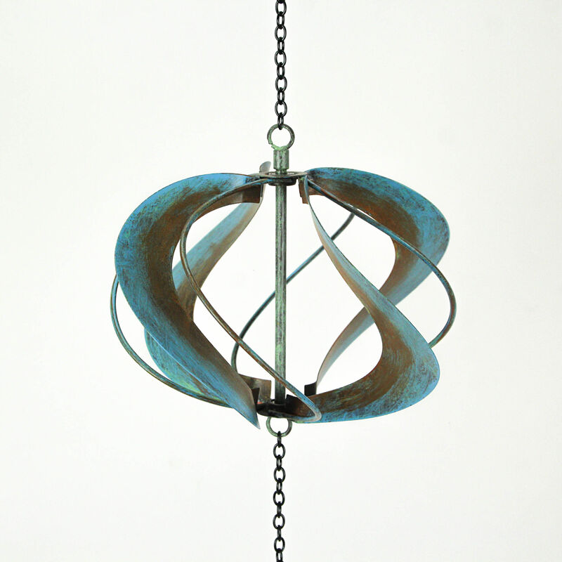 Metal Verdigris Dragonfly Wind Spinner Chain Kinetic Garden Sculpture Home Decor image number 2