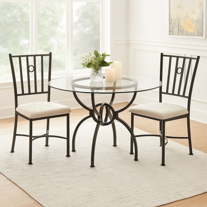 48 Inch Round Dining Table, Clear Glass Top, Interlocked Ring Motif Legs image number 6