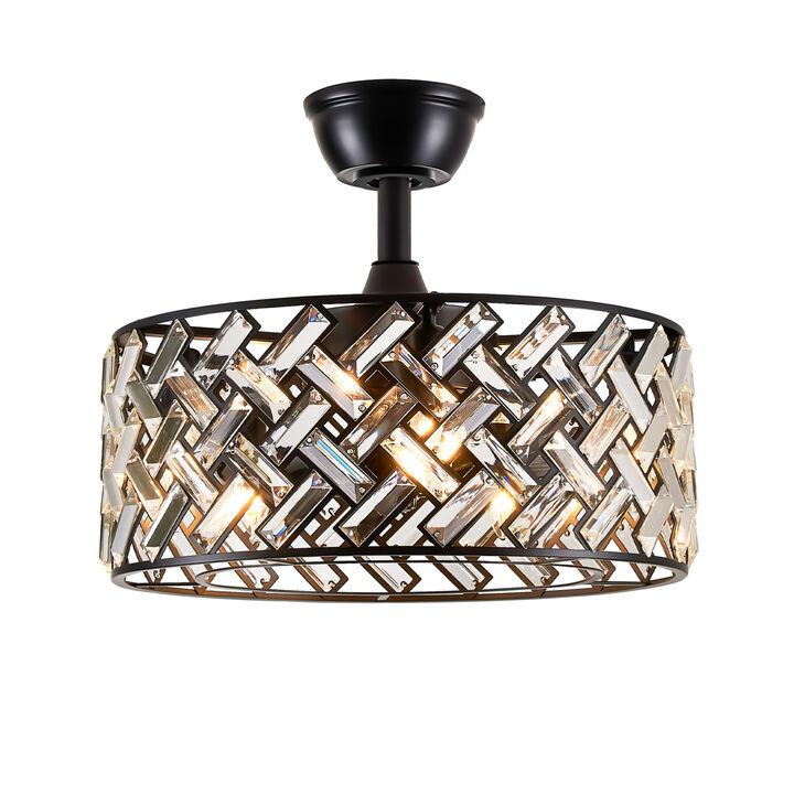ELEMENT ACE Elegant Crystal Cage Ceiling Fan With Remote Control And Quiet Reversible Motor For Indoor Living Spaces