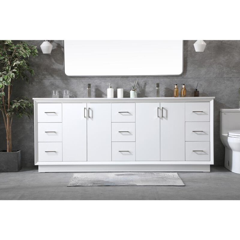 Elegant Kitchen and Bath 84 Inch Double Bathroom Vanity In White