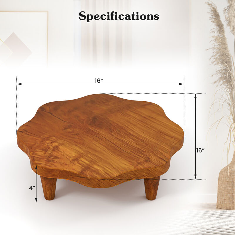 Teak Wood Pedestal Stand for Aroma and Snacks