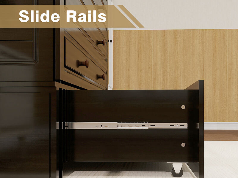 Livelylodge Wood Cabinet Murphy Bed Storage Space Drawer for Guest Room Black