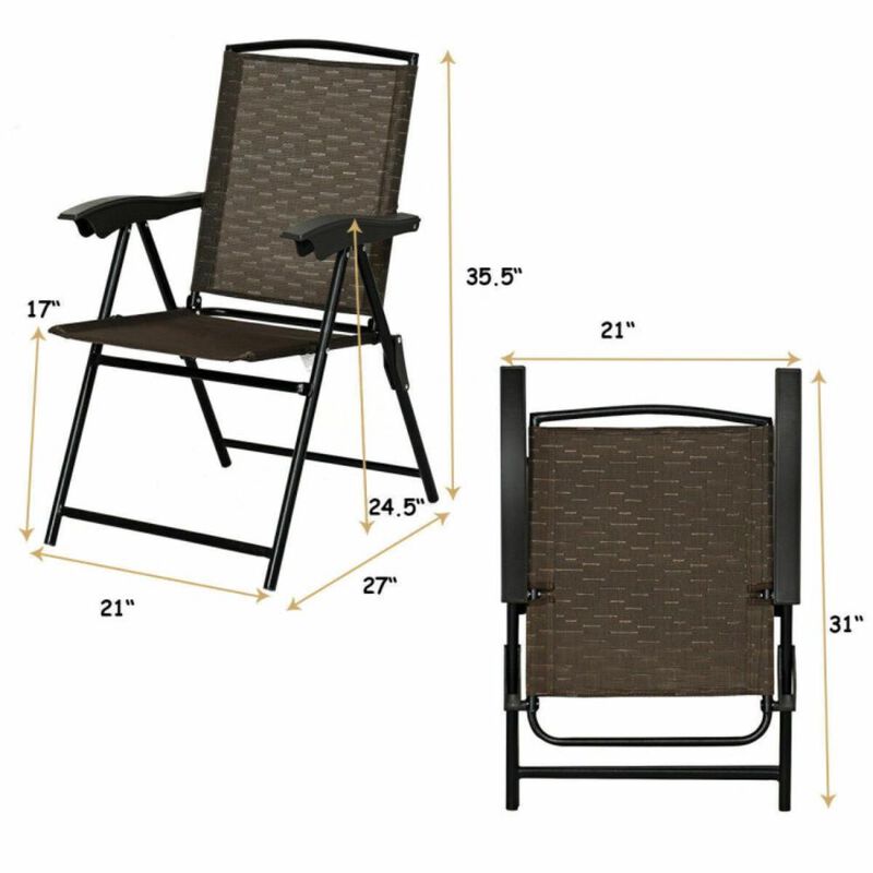 Hivvago Folding Sling Chairs with Smooth Armrests and Adjustable Back for Patio