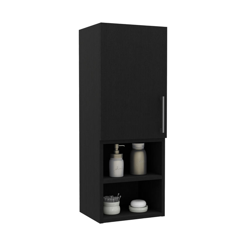 DEPOT E-SHOP Cairo Medicine Single Door Cabinet, Two External Shelves, Two Interior Shelves, Black
