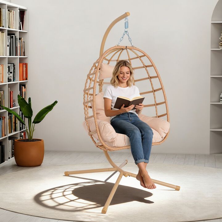 Hivvago Egg Chair with Stand & Washable Cushion