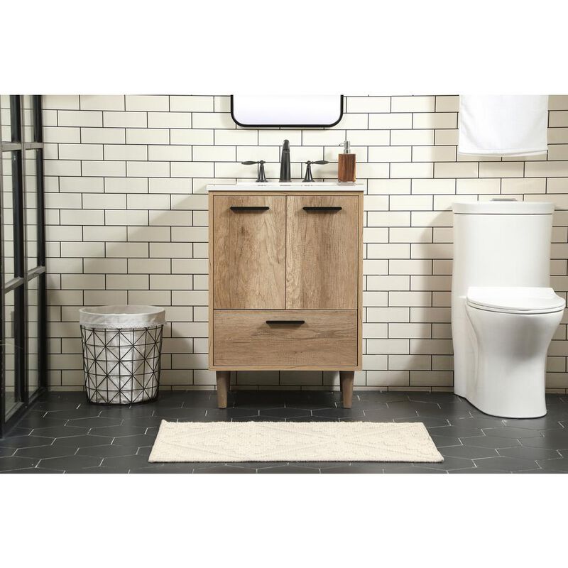 Elegant Kitchen and Bath 24 inch Single bathroom vanity in natural oak
