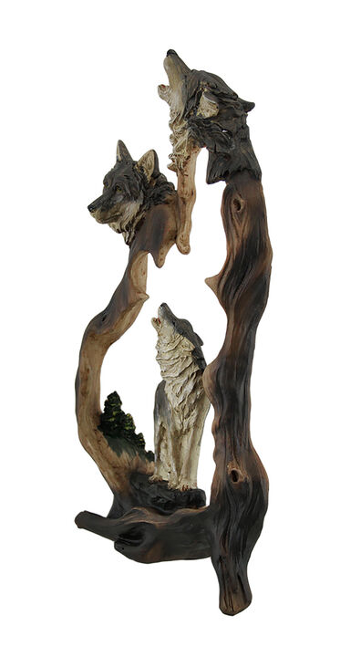 Howling Mountain Wolves Cutout Statue