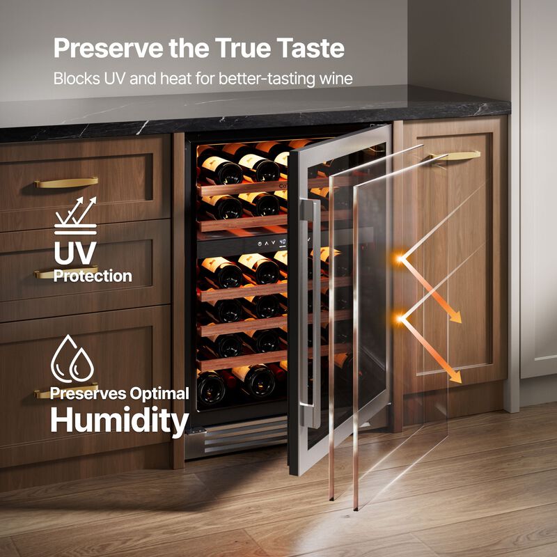 Wine Fridge 24 Inch 52 Bottle Wine Refrigerator, 40-65&deg;F Dual Zone Wine cooler,3 Color LED,Built-in for Home/Bar image number 2