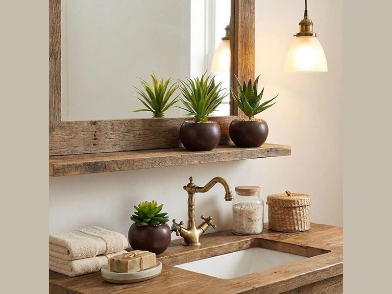 Brown Artificial Succulent Plants Home Decor Succulents Indoor image number 1