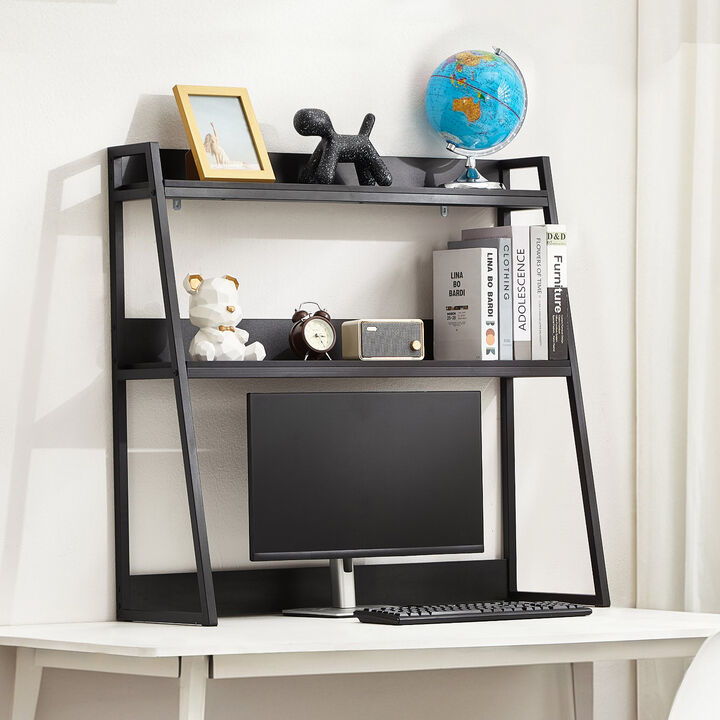 2-Tier Desktop Bookshelf Organizer with Storage Rack for Office and Home