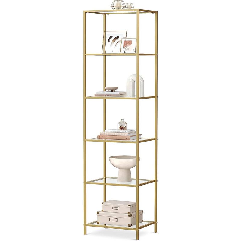Narrow Glass Shelf Bookcase Bedroom Living Office Bath Storage Unit