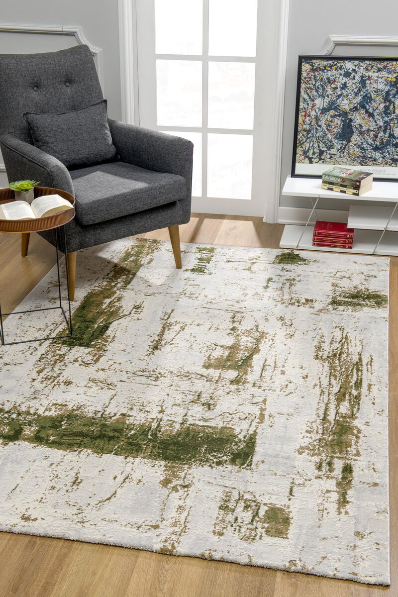 Rug Branch Silvan Contemporary Abstract Green Beige Indoor Area Rug