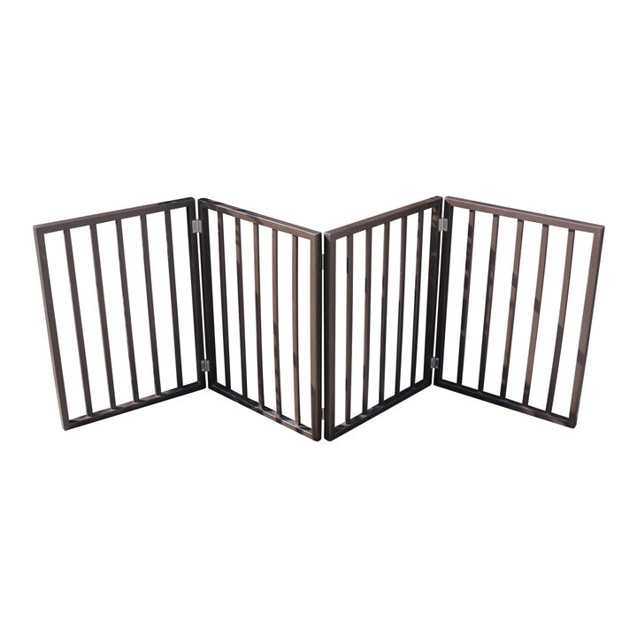 Pet Gate – Dog Gate for Doorways, Stairs or House – Freestanding, Folding, brown, Arc Wooden