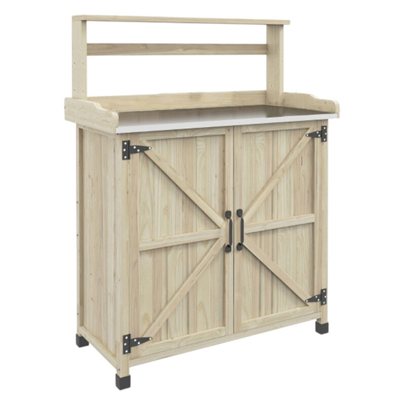 Potting Bench with Storage Cabinet Gardening Table with Shelves & Drawers for Outdoor & Indoor Use