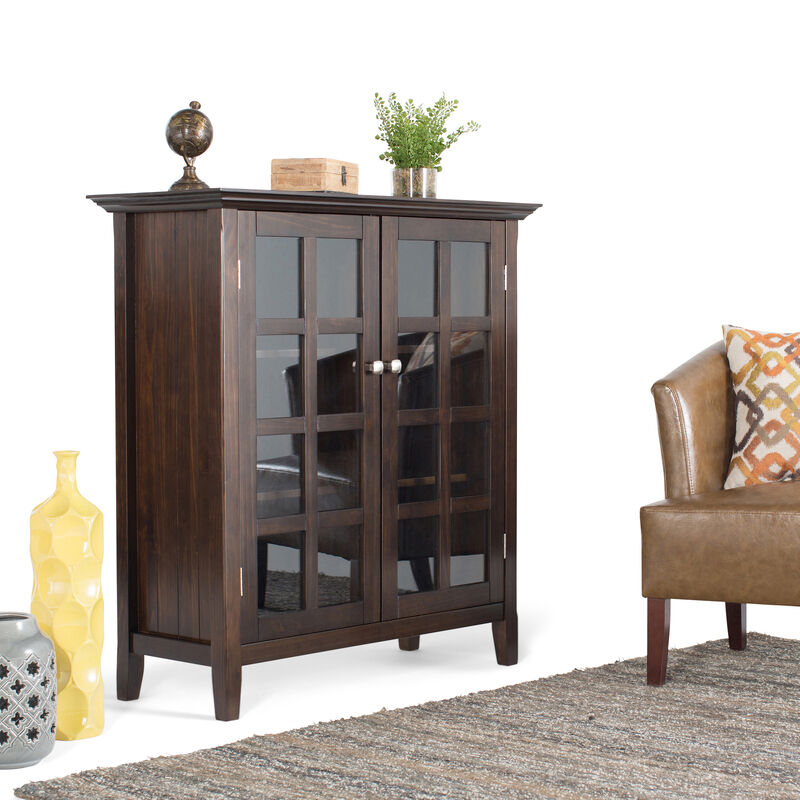 Acadian 39 inch Wide Solid Wood Transitional Storage Cabinet in Brunette Brown