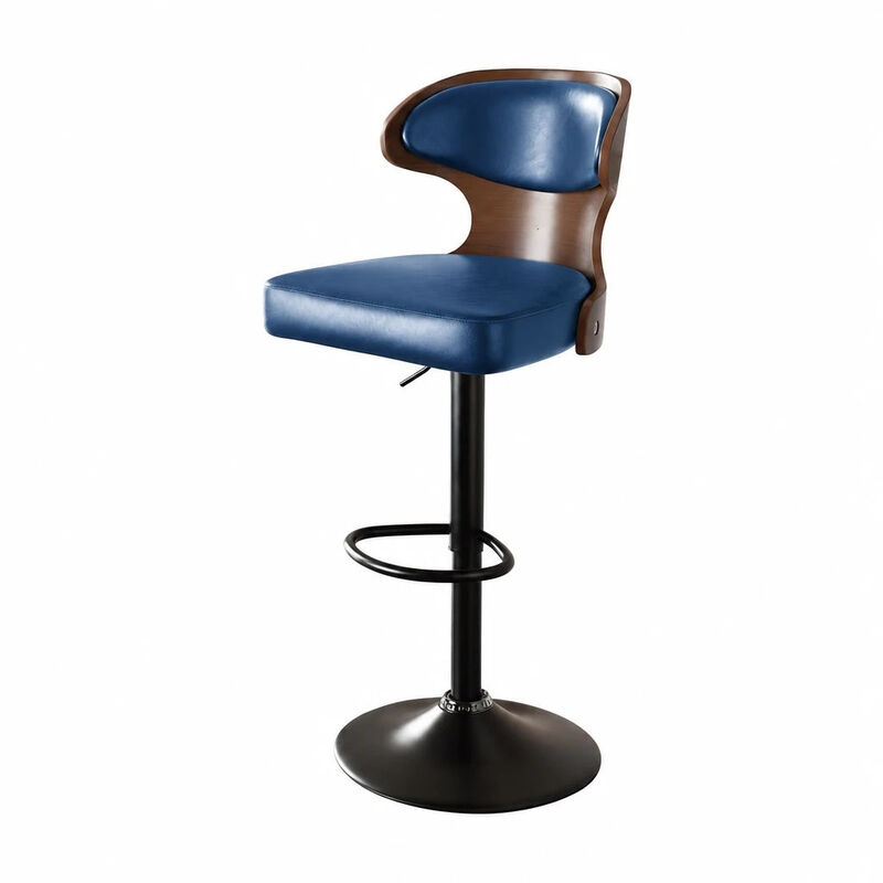 Ergonomic Modern Dual Color Steady PU Leather Bar Stool Swivel Height Adjustable Large Seat Hotel Outdoor Kitchen Counter Chair image number 2