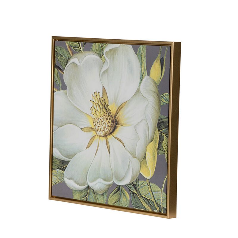 Nia 20 x 20 Flower Wall Art Set of 4, White, Green Microfiber, Pine Wood image number 4