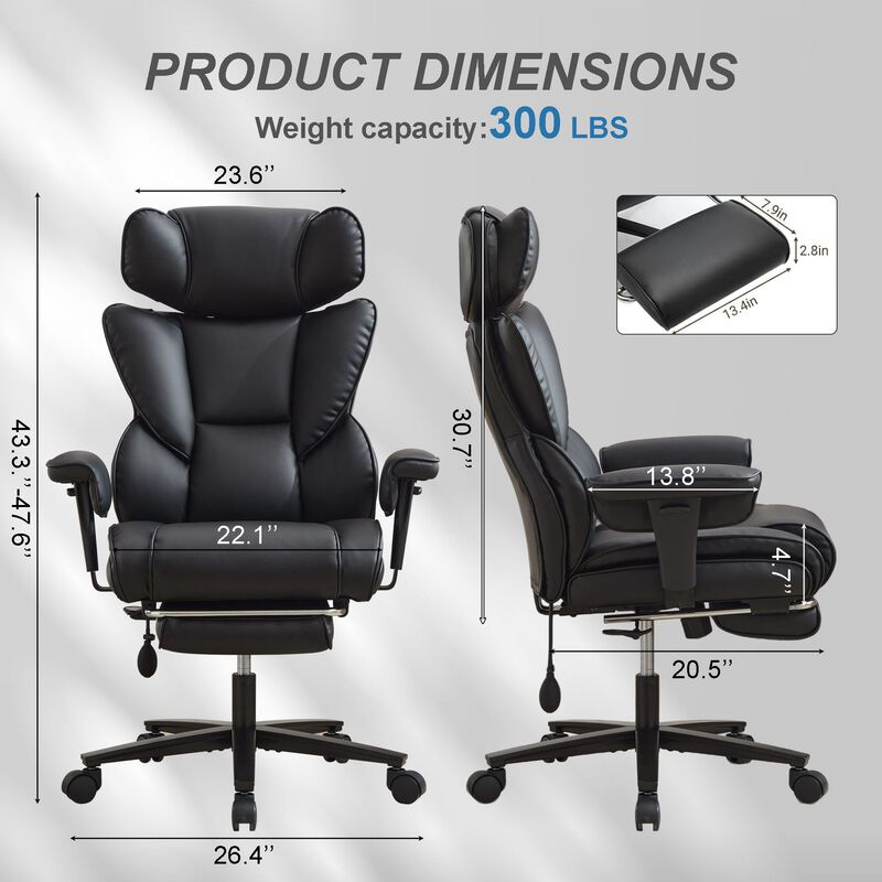 Office Chair with Foot Rest and Waist Lumber Support, Ergonomic Gaming Chair image number 2