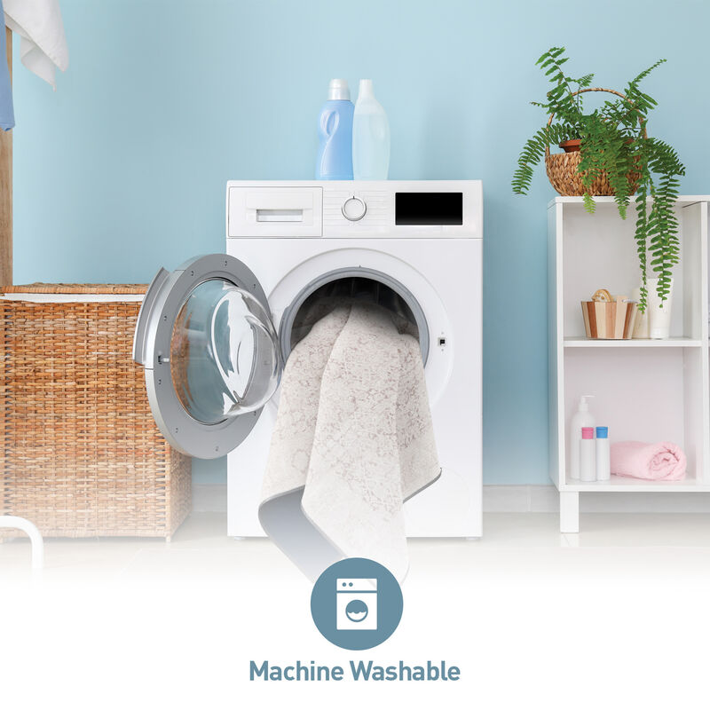 World Rug Gallery Elise Blue Distressed Medallion Indoor Rug &ndash; Flat Pile, Washable with Non-Slip Backing image number 8