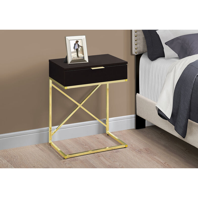 Mixed Material End Table &ndash; Metal Frame with Wood Drawer for Storage and Style