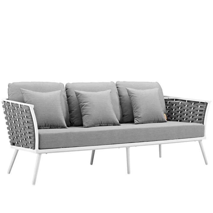 Stance 4 Piece Outdoor Patio Aluminum Sectional Sofa Set - White Gray