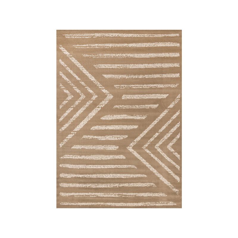 Novelle Home Brown and Cream 5x7 Rug, Modern Geometric Rug Styled as Living Room Carpet image number 0