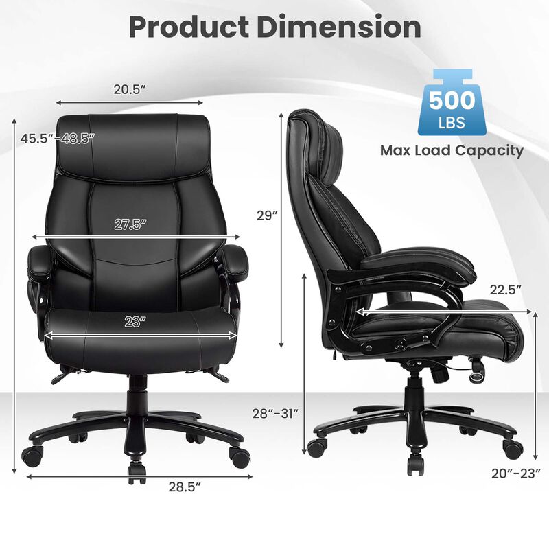 Costway Big and Tall Office Chair 500lbs with 6-Point Massage Wide Seat & Padded Armrests