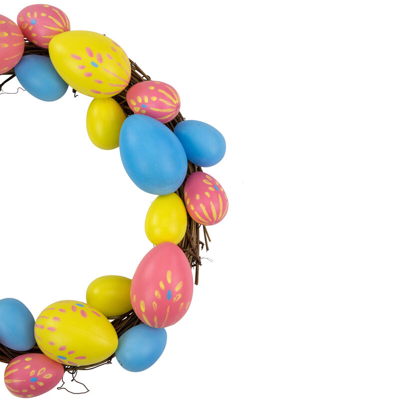 10" Pink  Yellow and Blue Floral Stem Easter Egg Spring Wreath