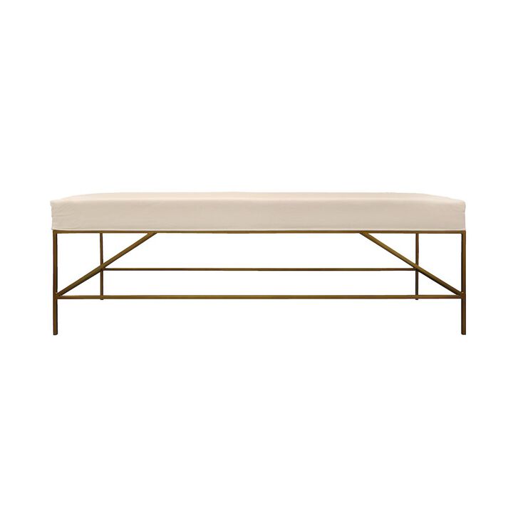 Modern Hill Linen Fabric Upholstered Bench