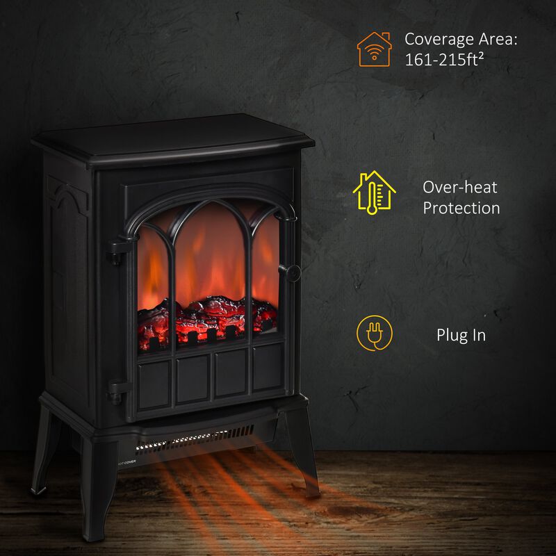 Black Home Heating: Modern Freestanding Electric Fireplace Heater image number 5