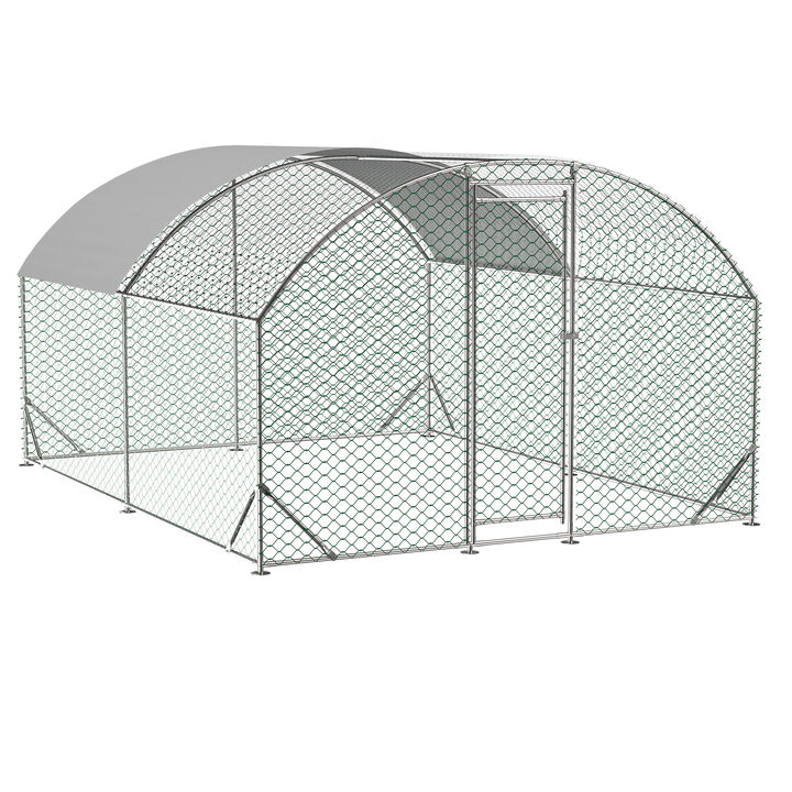 Large Chicken Coop Metal Chicken Run with Waterproof and Anti-UV Cover