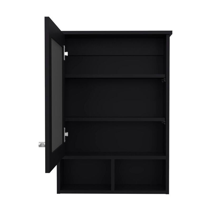 Anamoose Medicine Cabinet 29" H, with 5 Shelves, 1 Door, and 1 Mirror, Black