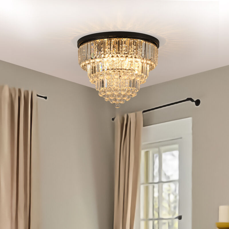 Black luxury modern style crystal lights, large ceiling chandeliers, dining room, living room, bedroom
