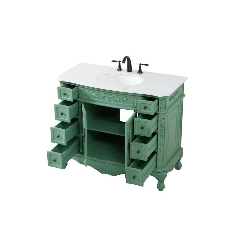 Elegant Kitchen and Bath 42 inch Single Bathroom vanity in vintage mint