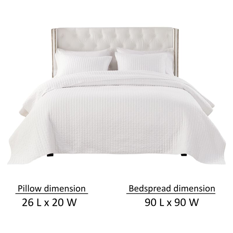 Xumi 3pc Full Queen Quilt and Pillow Sham Set, Channel Style Antique White - Benzara