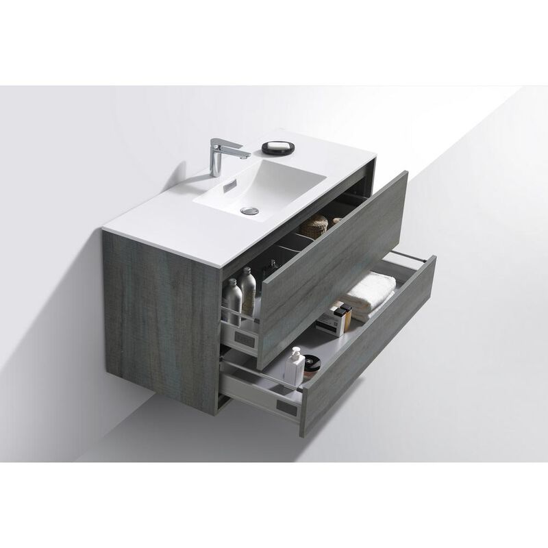 Kubebath DeLusso 48 Single Sink Ocean Gray Wall Mount Modern Bathroom Vanity