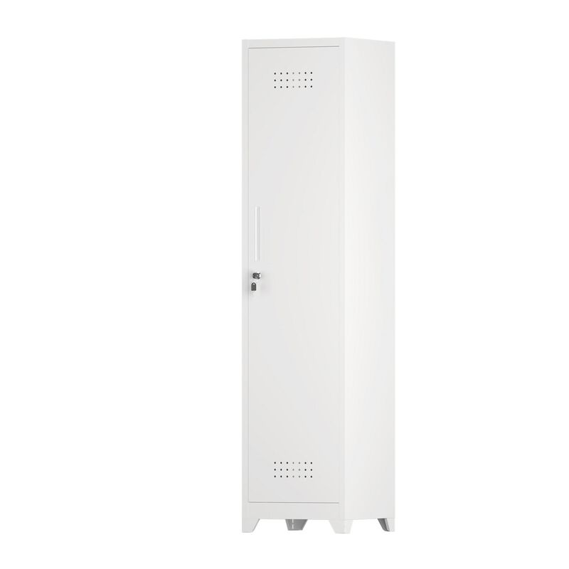 65" Narrow Broom Metal Cleaning Storage Cabinet With Hooks image number 0